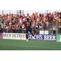 Detroit City FC midfielder Maxi Rodriguez celebrates