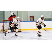 Vancouver Giants centres Adam Titlbach (left) and Aaron Obobaifo