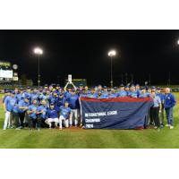 Omaha Storm Chasers pose after winning the International League Championship