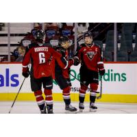 Vancouver Giants exchange fist bumps