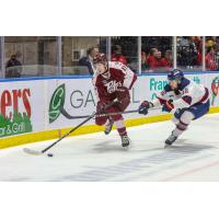 Carson Cameron handles the puck for the Peterborough Petes