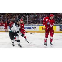 Wichita Thunder's Mitchell Russell and Allen Americans' Spencer Asuchak in action