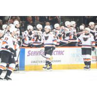 Lehigh Valley Phantoms' Rhett Gardner congratulated by team