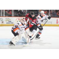 Lehigh Valley Phantoms goaltender Cal Petersen and defenseman Adam Karashik