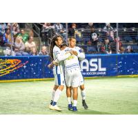 San Diego Sockers' Drew Ruggles, Luiz Morales, and Cesar Cerda on game night