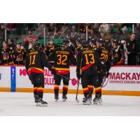 Belleville Senators' Jorian Donovan, Oskar Pettersson, Xavier Bourgault, and Philippe Daoust on game night