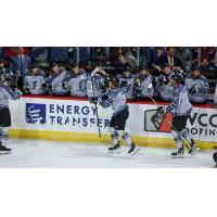 Wichita Thunder's Mitchell Russell and Jay Dickman congratulated by team