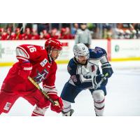 Allen Americans center Kyle Crnkovic (left) vs. the Tulsa Oilers